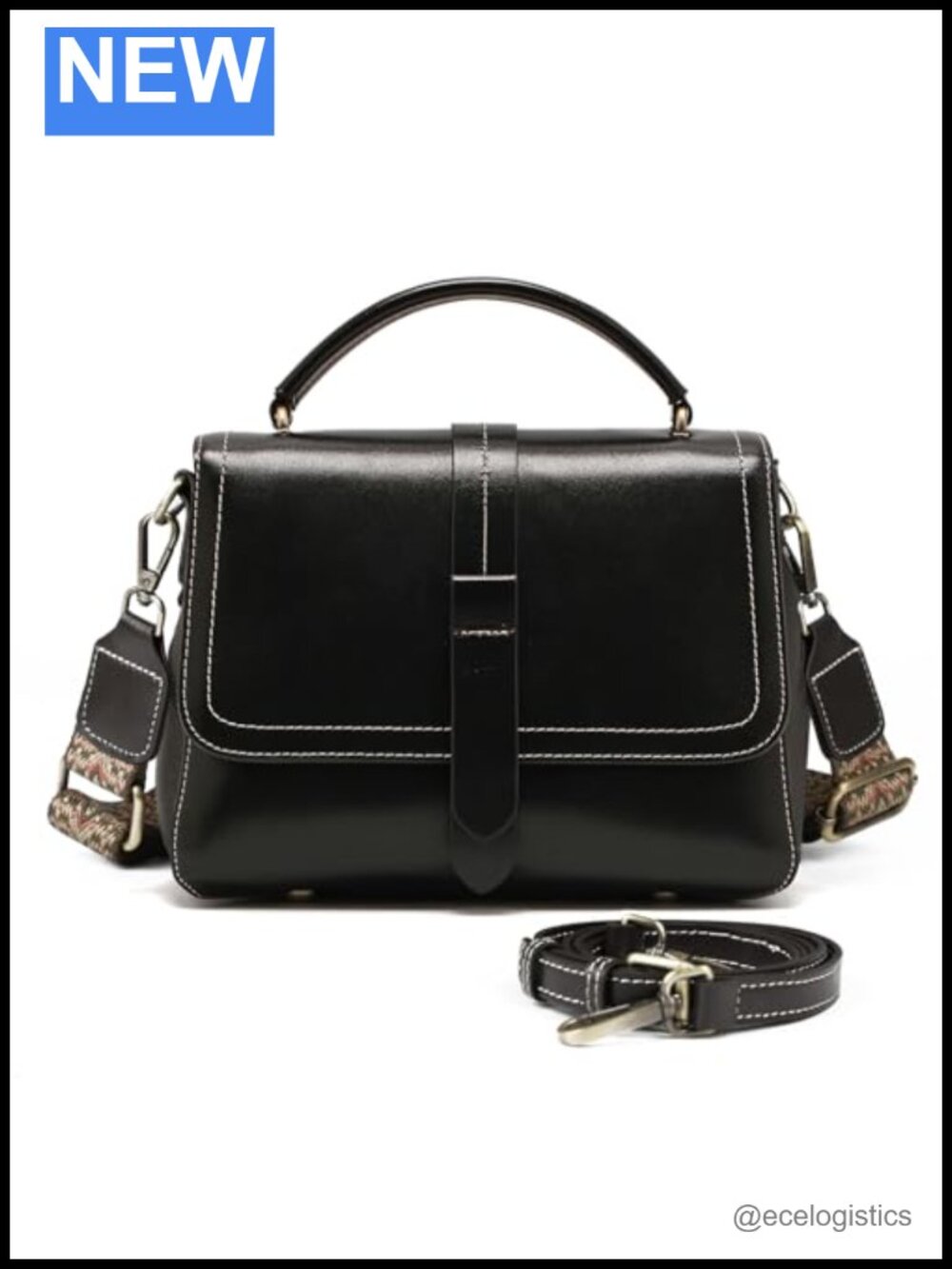 Genuine Leather Crossbody Bag for Women with Top Handle, Satchel